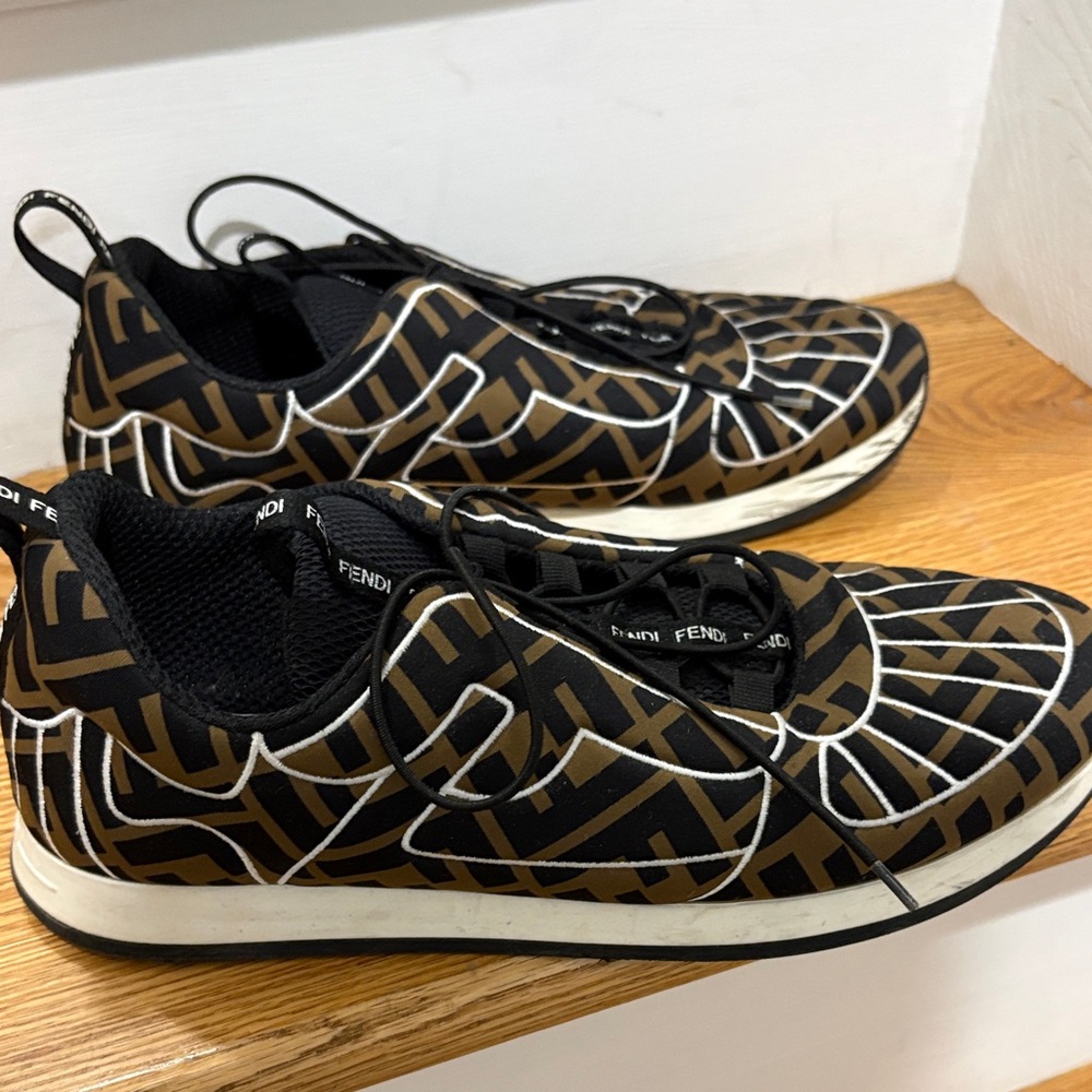 Fendi Brown & Black FF-Pattern Men's Sneakers
